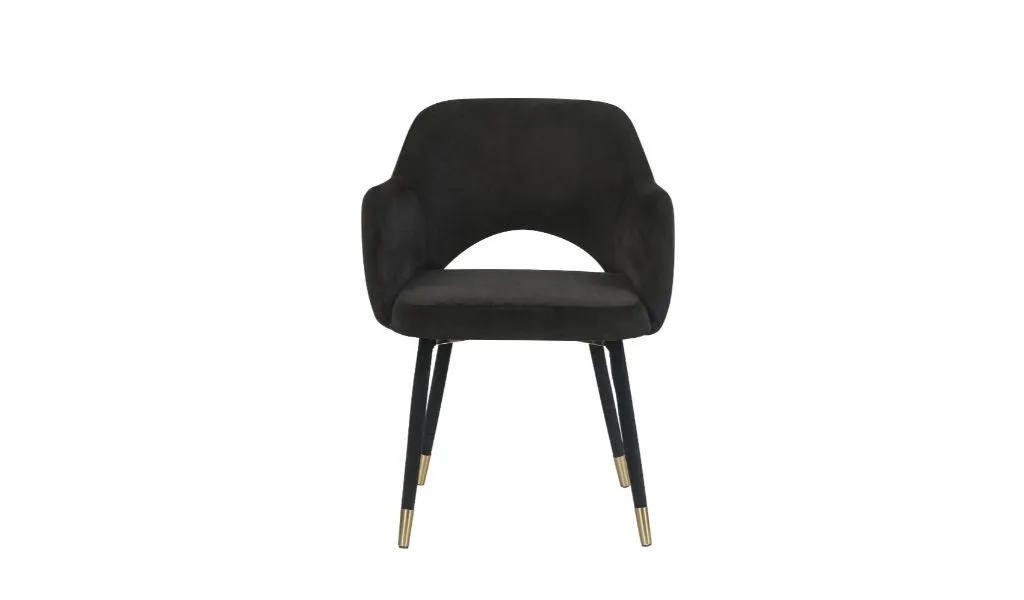 22" Black Velvet And Gold Solid Color Parsons Chair By Homeroots