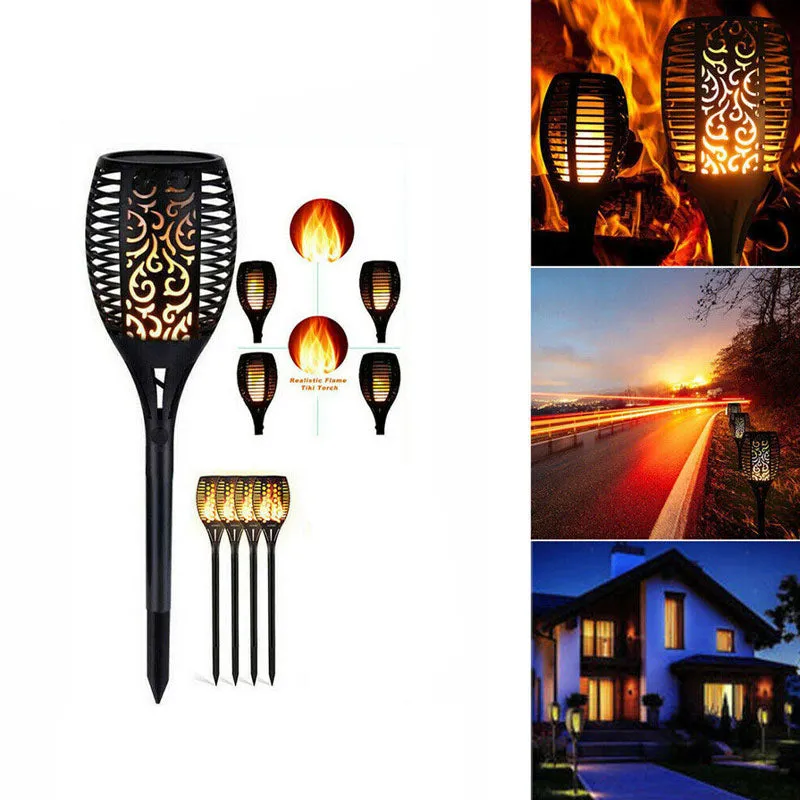 4 Pack Of 12LED Solar Power Flickering Flames Torches Lights