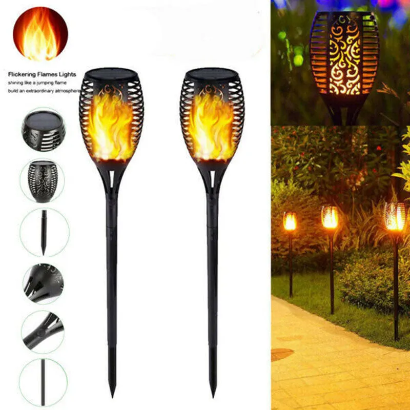 4 Pack Of 12LED Solar Power Flickering Flames Torches Lights