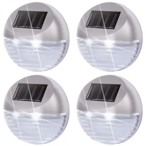 4 x Solar LED Fence Lights Silver