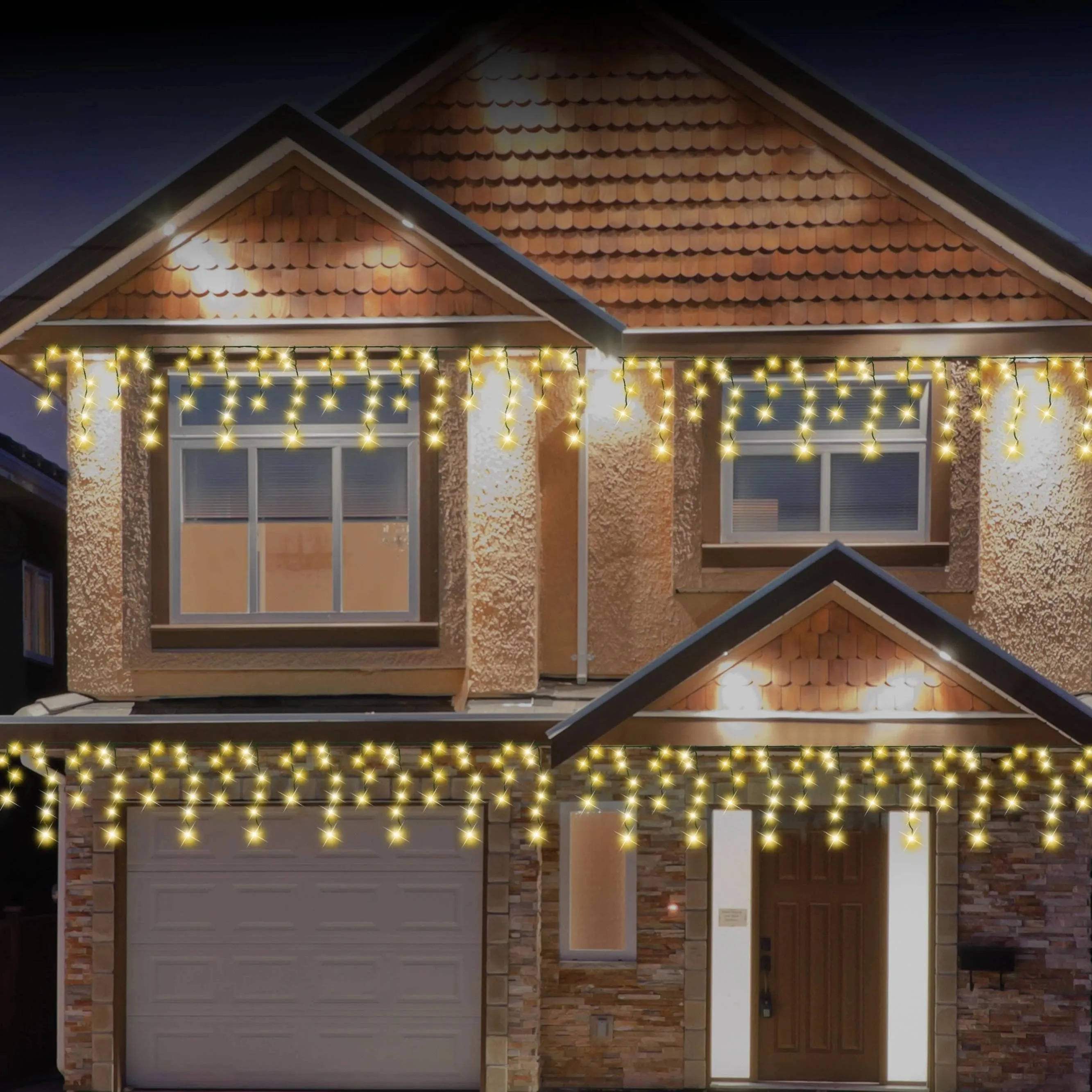 400 LED Solar Warm White Icicles (7.9m)