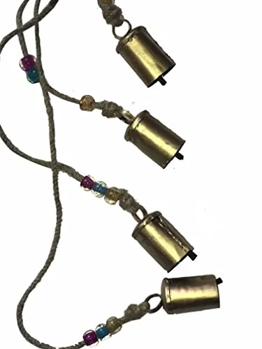 5 Chimes Bells Garland in Gold Finish with Glass Beads for Home & Garden Decoration 8 x 3 x 80 cm