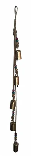 5 Chimes Bells Garland in Gold Finish with Glass Beads for Home & Garden Decoration 8 x 3 x 80 cm