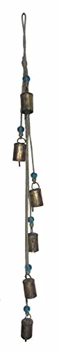 6 Chimes Bells Garland in Antique Gold Finish with Glass Beads for Home & Garden Decoration 6 x 3 x 80 cm