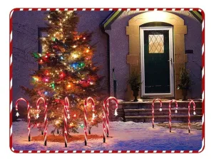 8 Piece Solar-powered Water Resistant Christmas Cane Lights