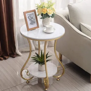 AAFIYA HANDICRAFTS Side Table Creative End Tables Nordic Sofa Corner Table Bedroom Furniture Golden Coffee Table Bedside End Table (Golden-White)