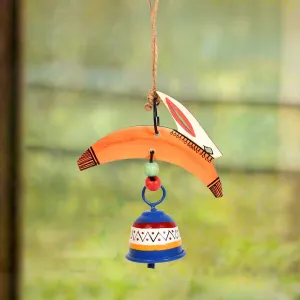 Aakriti Art Creations Handpainted Rabbit Wind Chimes with Metal Bell for Outdoor Hanging and Home Decoration