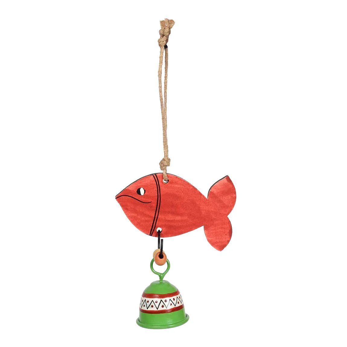 Aakriti Art Creations Handpainted Red Fish Wind Chimes for Home Decorative