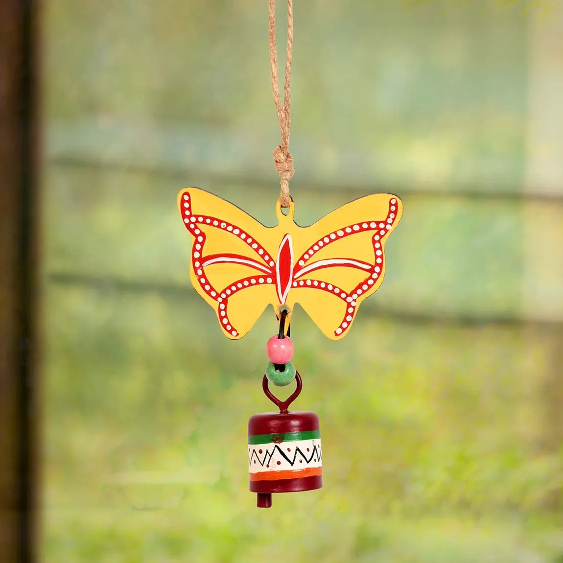 Yellow Butterfly Wind Chimes for Home by Aakriti Art Creations