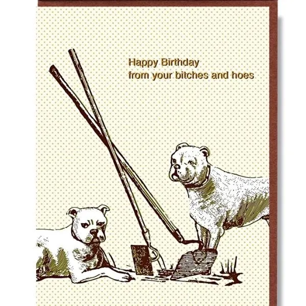 Bitches and Hoes Birthday Card