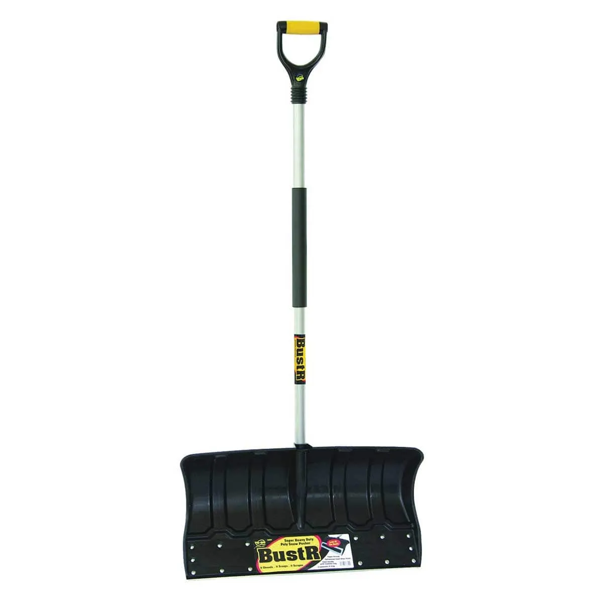 BustR Heavy Duty Poly Snow Shovel with Metal Wearplate