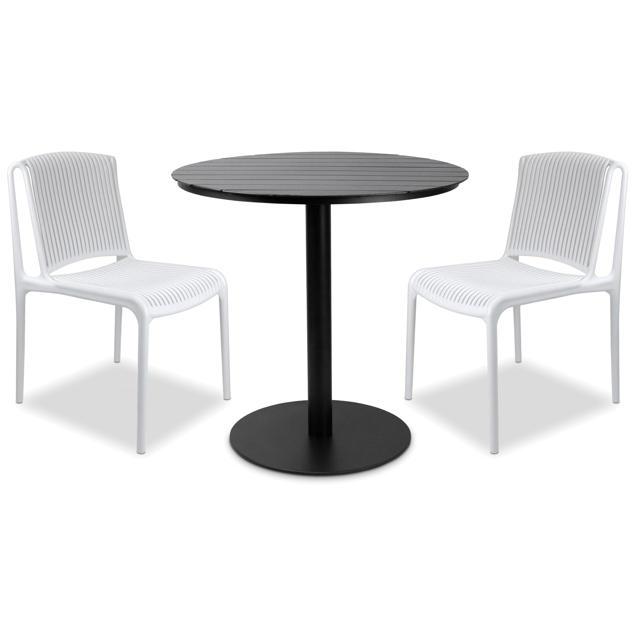 Cafe Collection Round 3pc Dining Suite in Gunmetal with UV Plastic Chairs (PP)