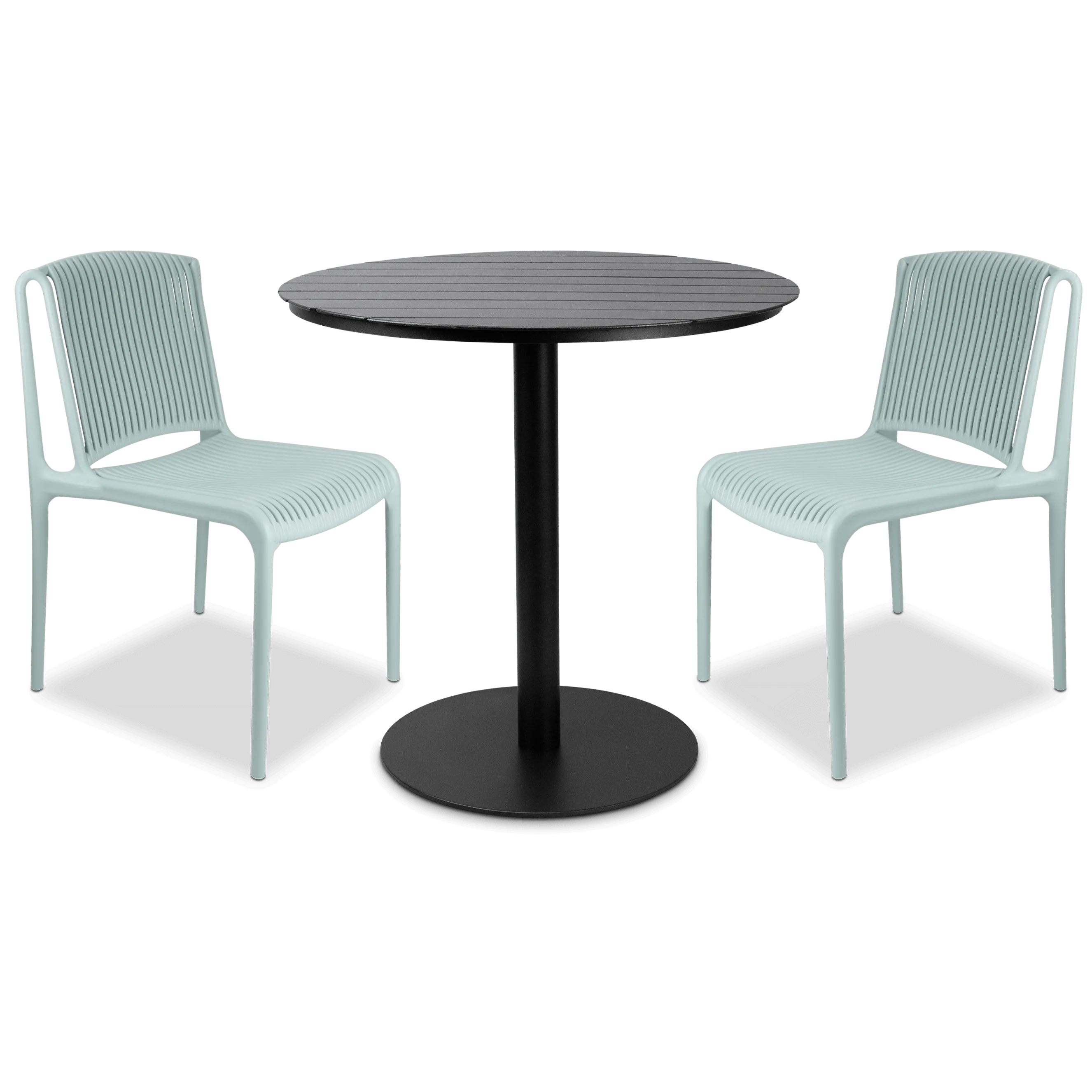 Cafe Collection Round 3pc Dining Suite in Gunmetal with UV Plastic Chairs (PP)