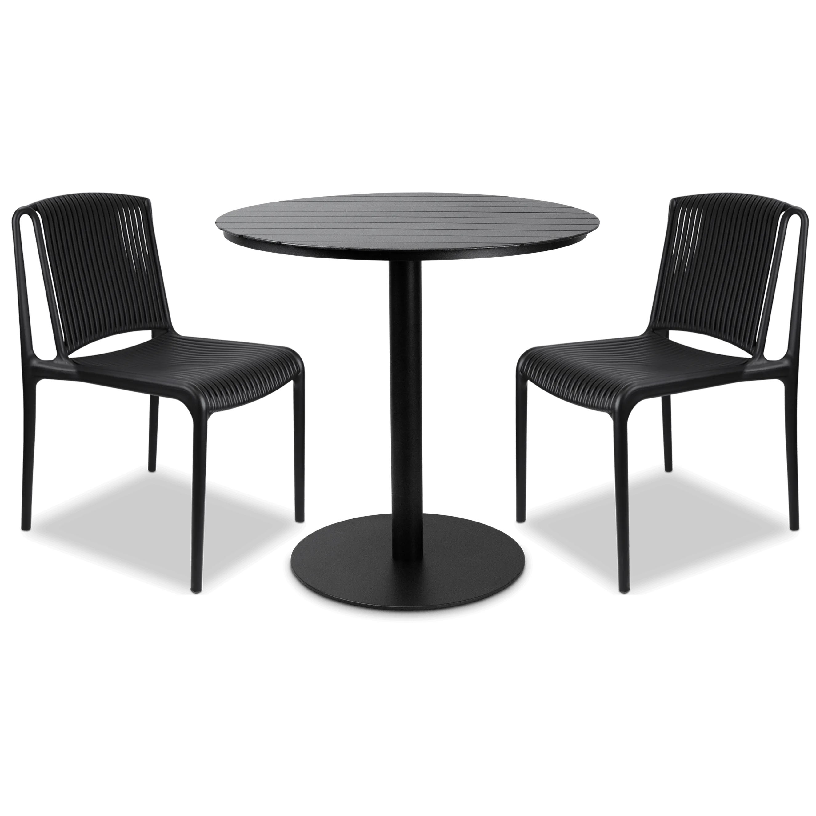 Cafe Collection Round 3pc Dining Suite in Gunmetal with UV Plastic Chairs (PP)