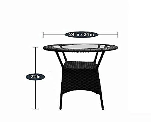 CORAZZIN Garden Patio Seating Chair and Table Set Outdoor Balcony Garden Coffee Table Set Furniture with 1 Table and 2 Chairs Set (Black)