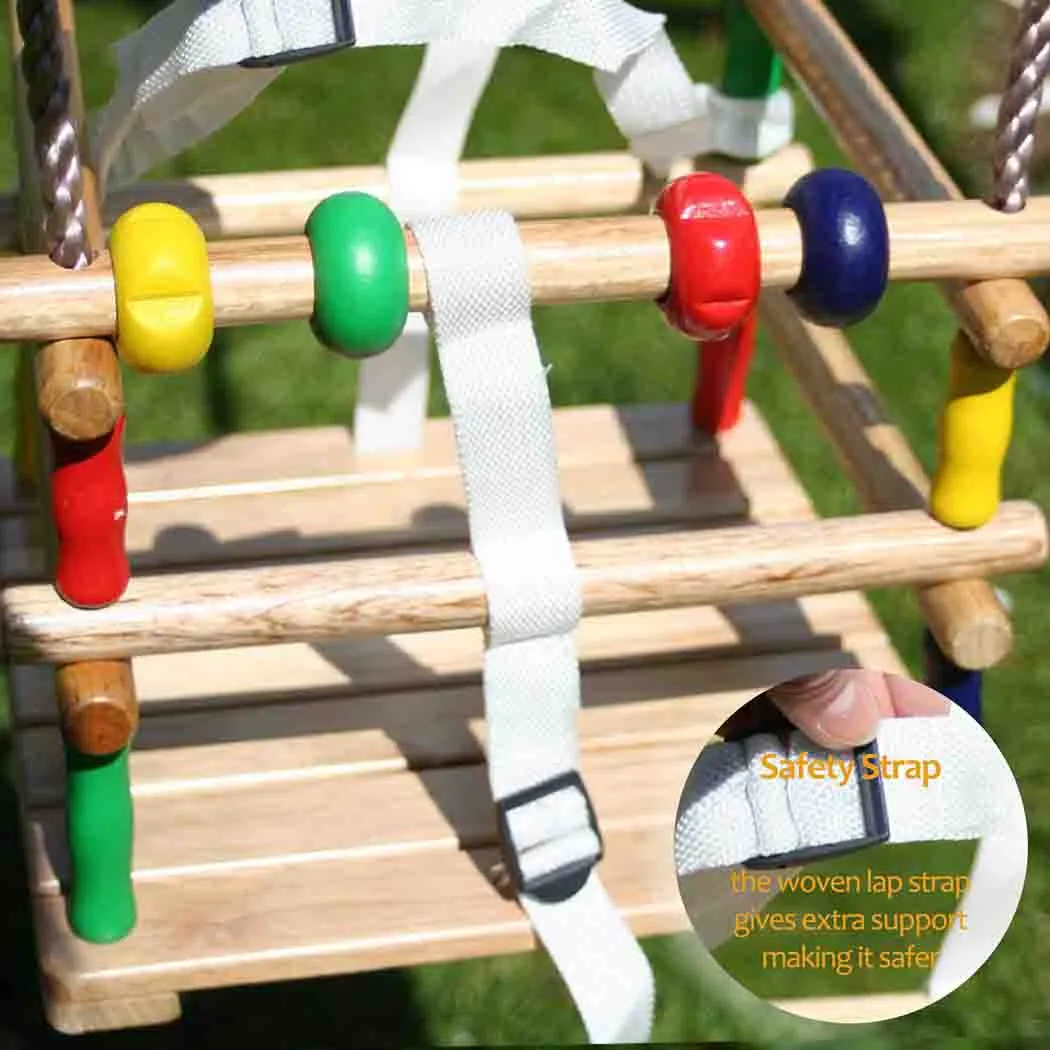 Deluxe Wooden Beaded Baby Swing: Safe & Interactive