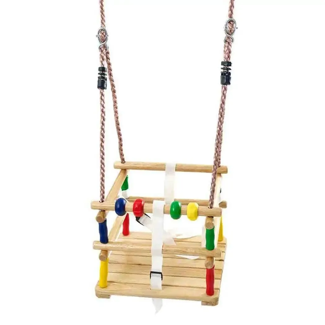 Deluxe Wooden Beaded Baby Swing: Safe & Interactive