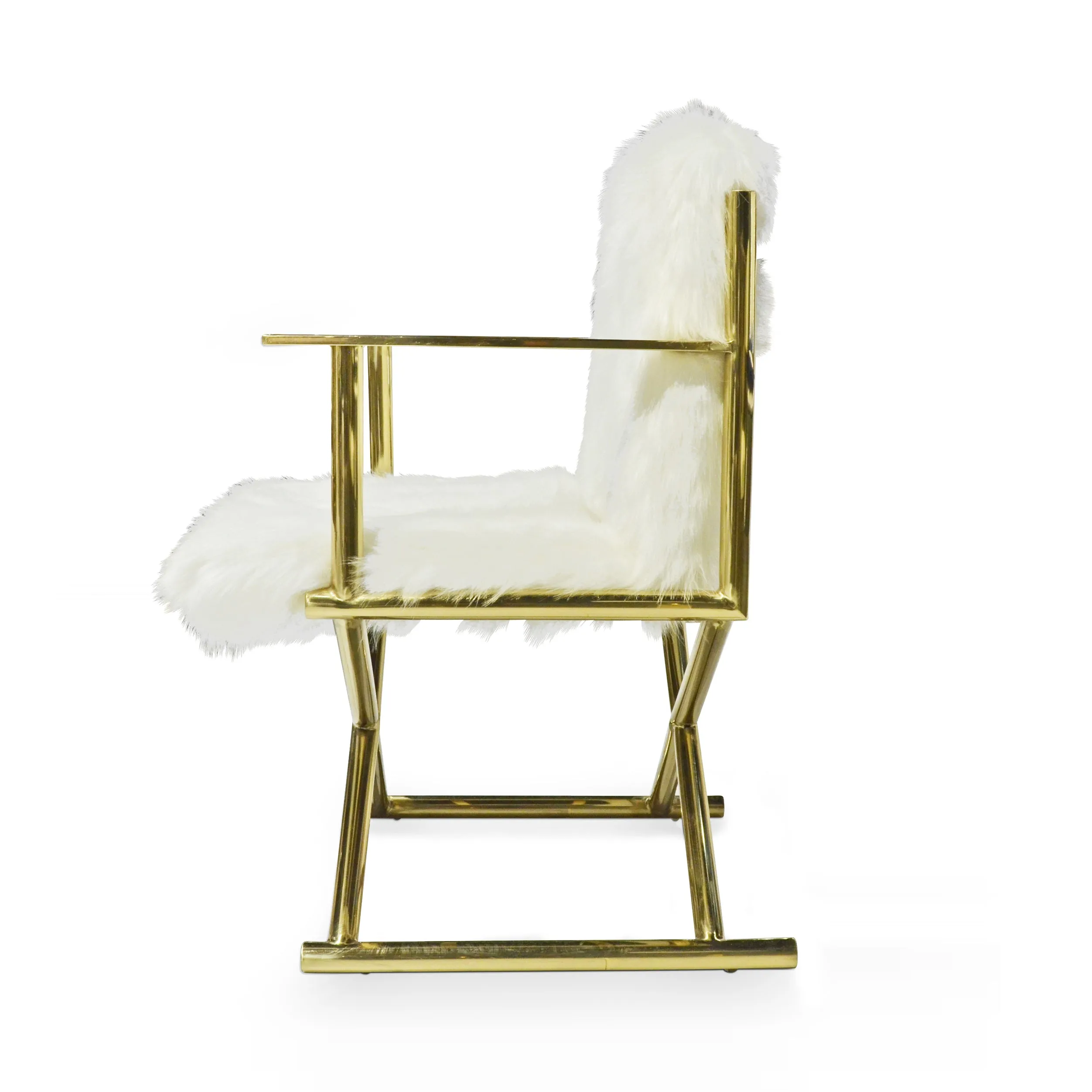 DIXIE White Faux Fur Accent Chair