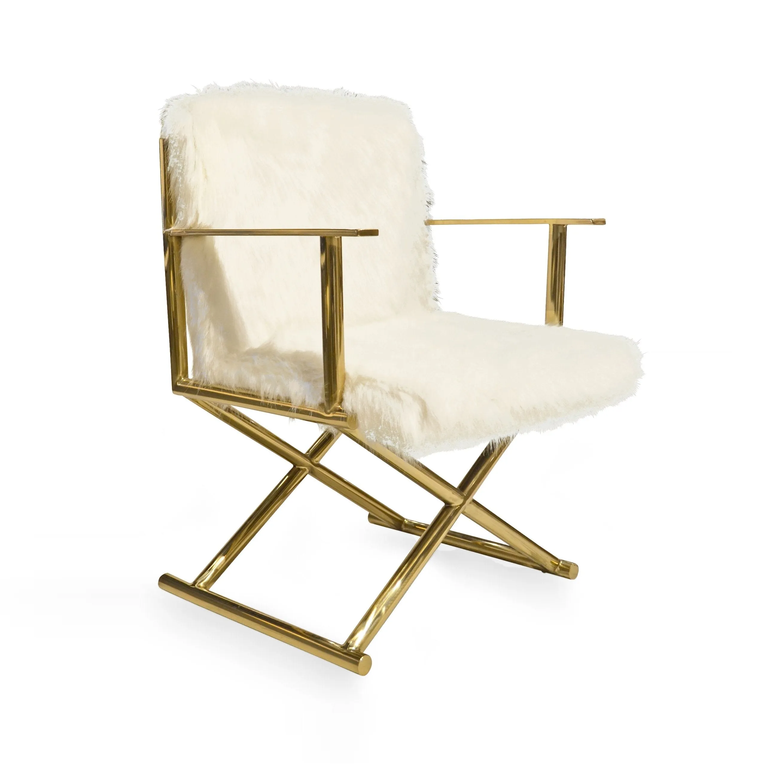 DIXIE White Faux Fur Accent Chair