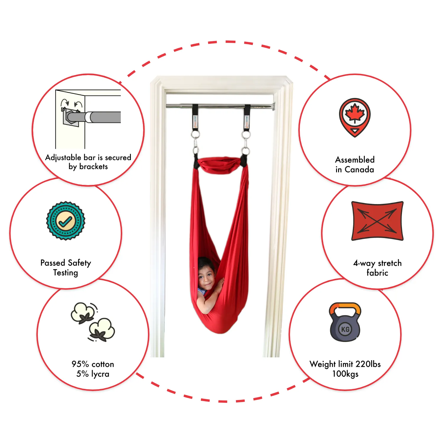 Doorway Kit: Blue Combo and Red Therapy Sensory Swing