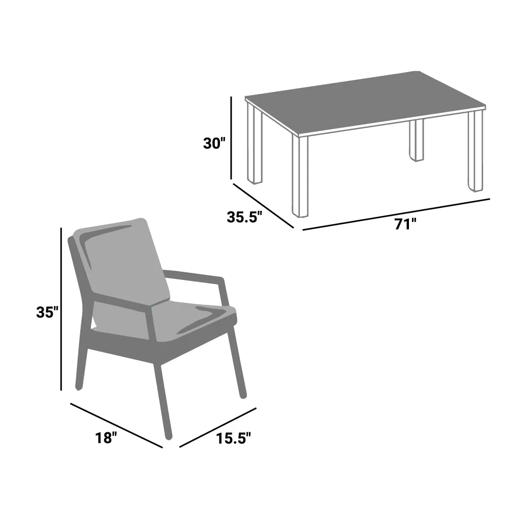 Durable Shore Outdoor Patio Aluminum Dining Room Sets In Silver Black - 5 Piece