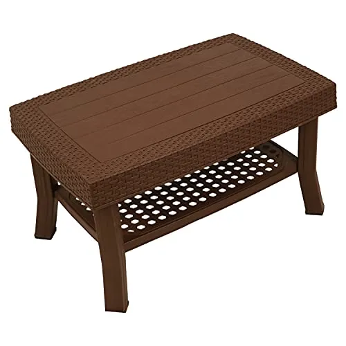 E-WARE Unique Plastic Center Table, Coffee table for Home, Office & Outdoor (Brown)