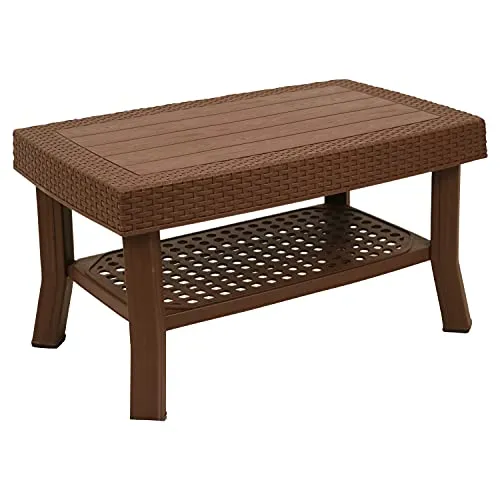 E-WARE Unique Plastic Center Table, Coffee table for Home, Office & Outdoor (Brown)