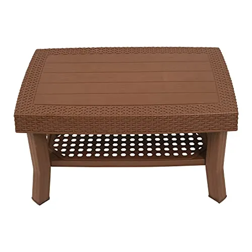 E-WARE Unique Plastic Center Table, Coffee table for Home, Office & Outdoor (Brown)