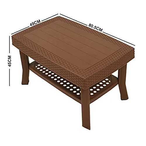 E-WARE Unique Plastic Center Table, Coffee table for Home, Office & Outdoor (Brown)