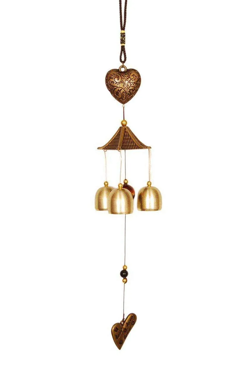 Eversky01 Handicraft Wooden and Alloy Wind Chime, Gold for Birthday Gift, Home Decor & Living Room