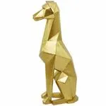 Gold Polystone Dog Cubist Sculpture - 9" X 11" X 30"