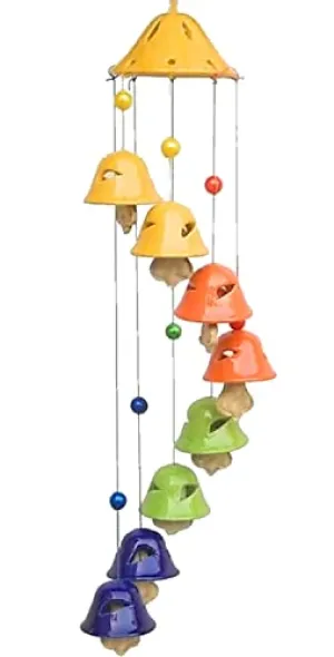 HC THE CRAFTS Ceramic Wall and Décor 8 Bells Decorative Windchimes with Great Sound (Ceramic Windchime Pack of 1)