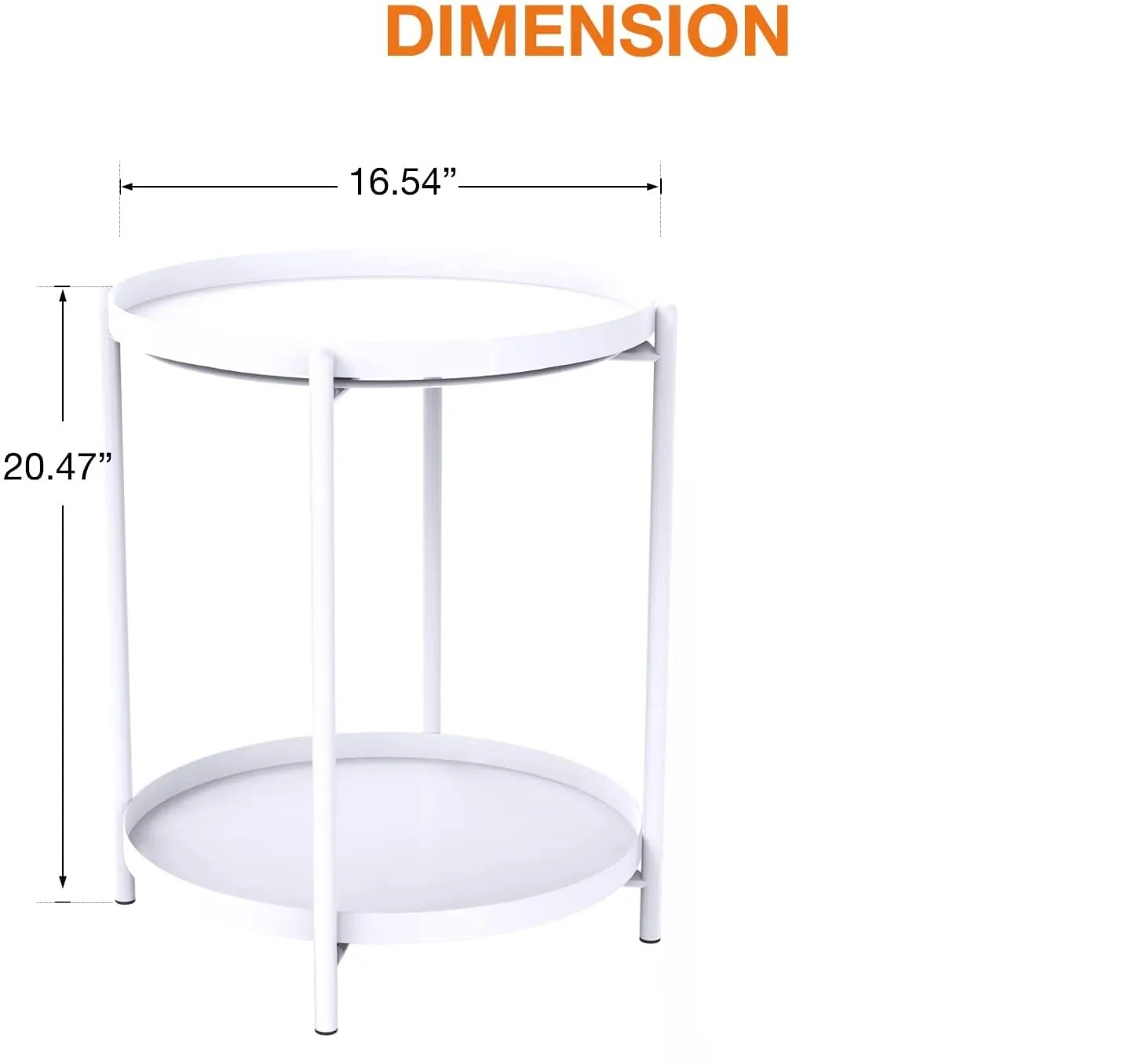 INDIAN DECOR 48128 Side Table, Metal Small Table Waterproof Outdoor & Snack Bedside Table Sofa Side Snack Table Accent Coffee Table Living Room Bedroom Balcony 2 Layer (White)