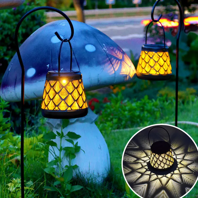 IP55 New European Style Solar Garden Lantern – Hollow Iron Outdoor Yard & Patio Decor Light