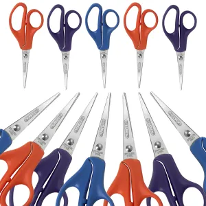 Kicko Pointed Tip School Scissors - 5 Inch Colored Scissors for Children, 12