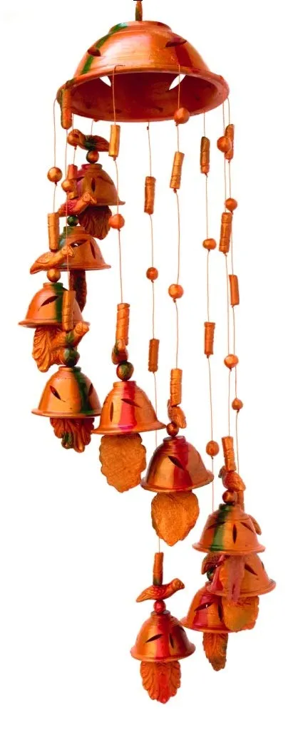 KRAFTS KING MELODIOUS Sound FENG Shui TERACOTTA Wind Chime|Home DÉCOR|for Positive Sound and Energy(10 Bell Pieces)