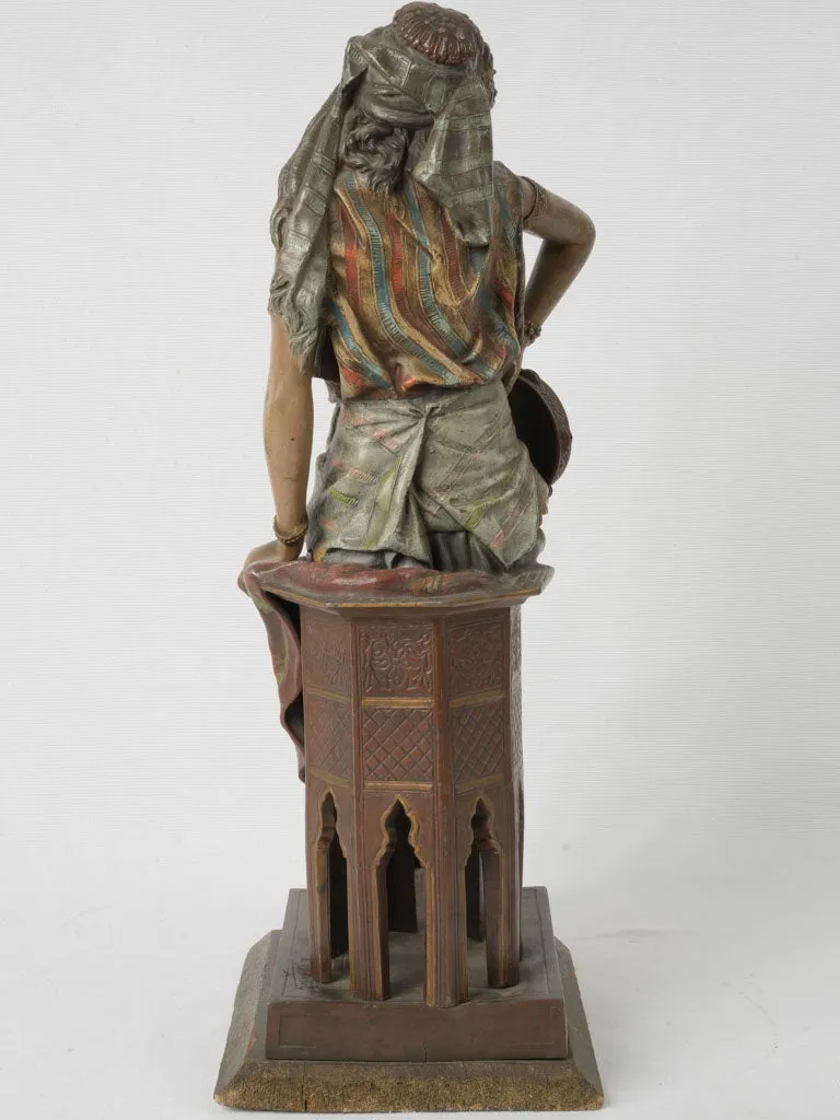 Late 19th-Century Orientalist Sculpture of Lady w/ Tambourine by Louis Hottot (1834–1905) 19¼"