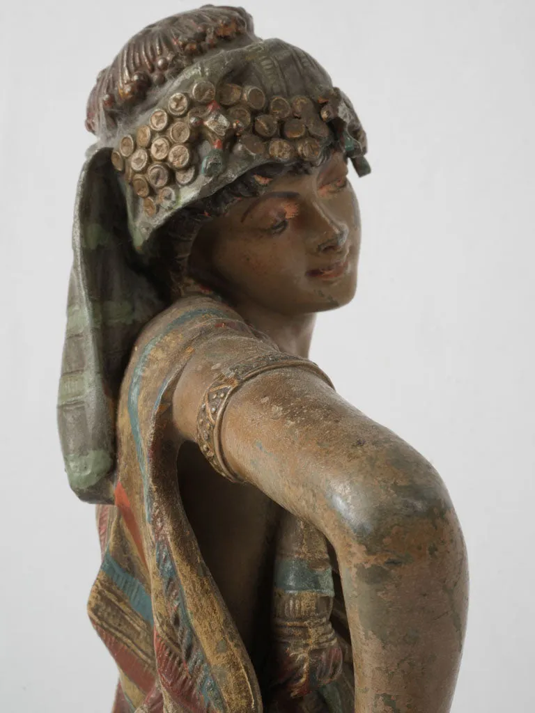 Late 19th-Century Orientalist Sculpture of Lady w/ Tambourine by Louis Hottot (1834–1905) 19¼"