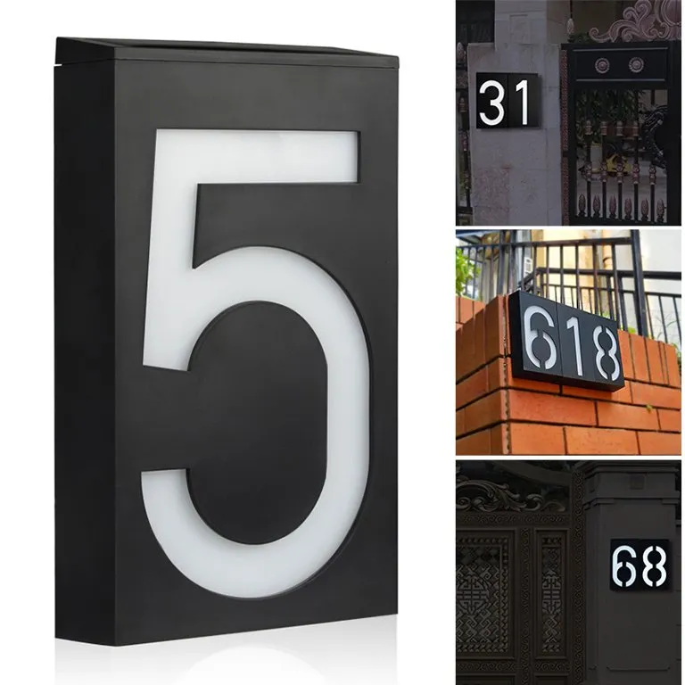 LED Outdoor Solar House Number Light Sign 7