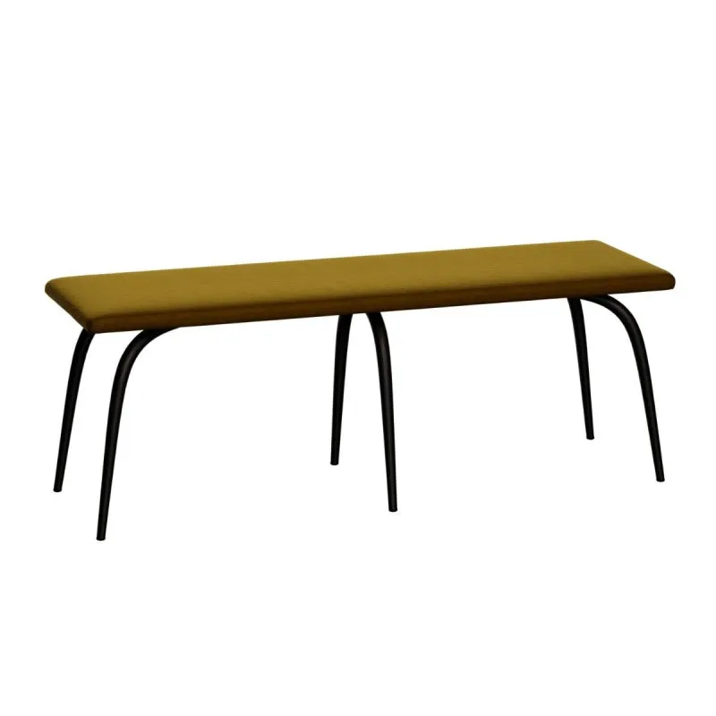 Les Gambettes Annie Bench 130x37cm Yellow Ochre Velvet Seat - Black Legs