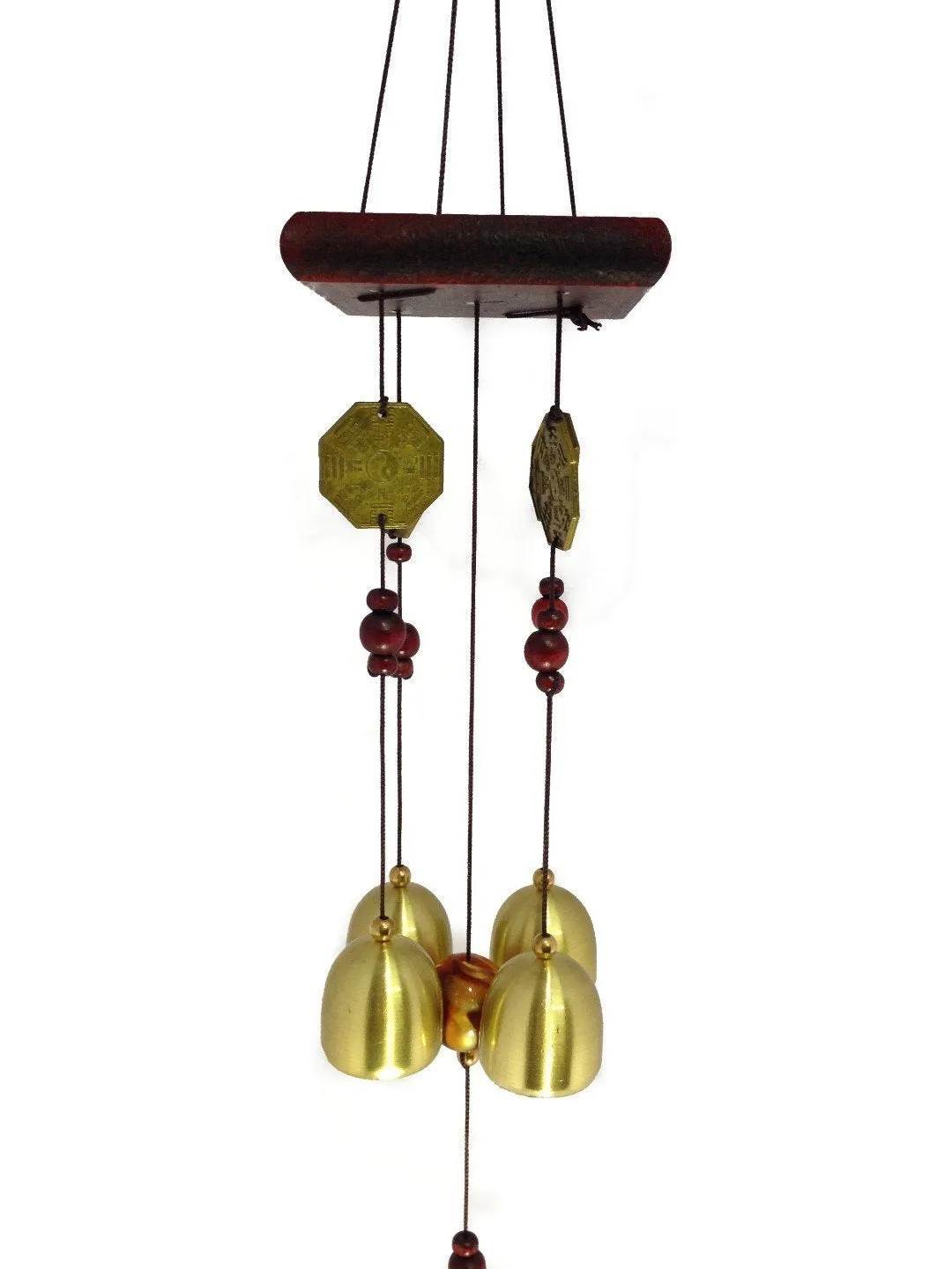 LIGHTER HOUSE�Feng Shui Metal & Wooden Wind Chime Pipes Hanging for Positive Energy (Golden-3)