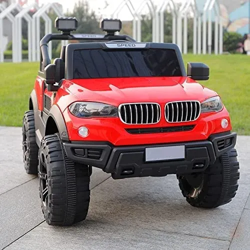 LITTLE PUP Kids Speed-888 Ride-On 12V 7ah Rechargeable Battery Operated Solid Designed Jeep for 1 to 7 Year Kids| Boys| Girls| Children - Red