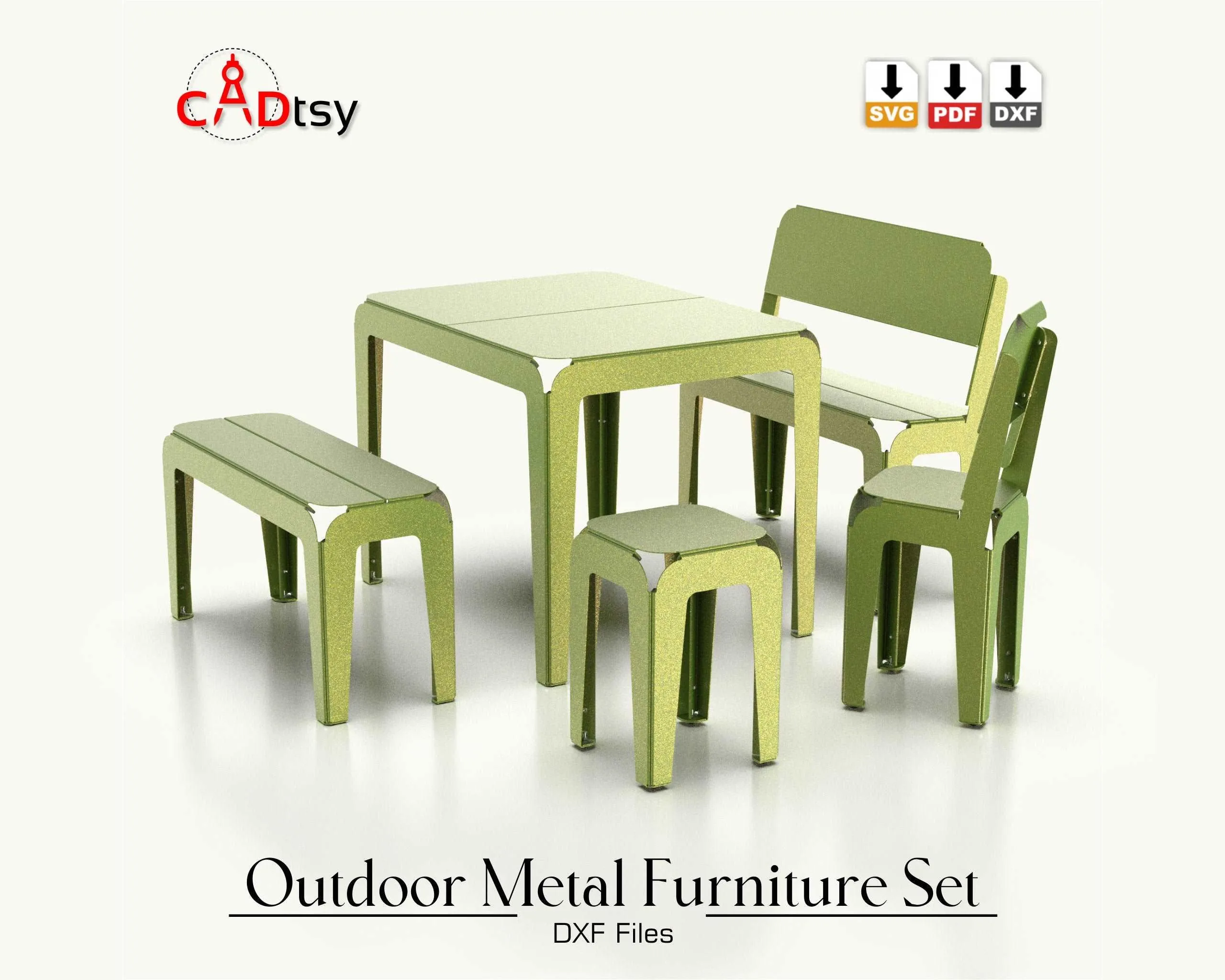 Metal Kids Table, Chair & Bench Bundle DXF/SVG - CNC Laser/Plasma Cutting Files