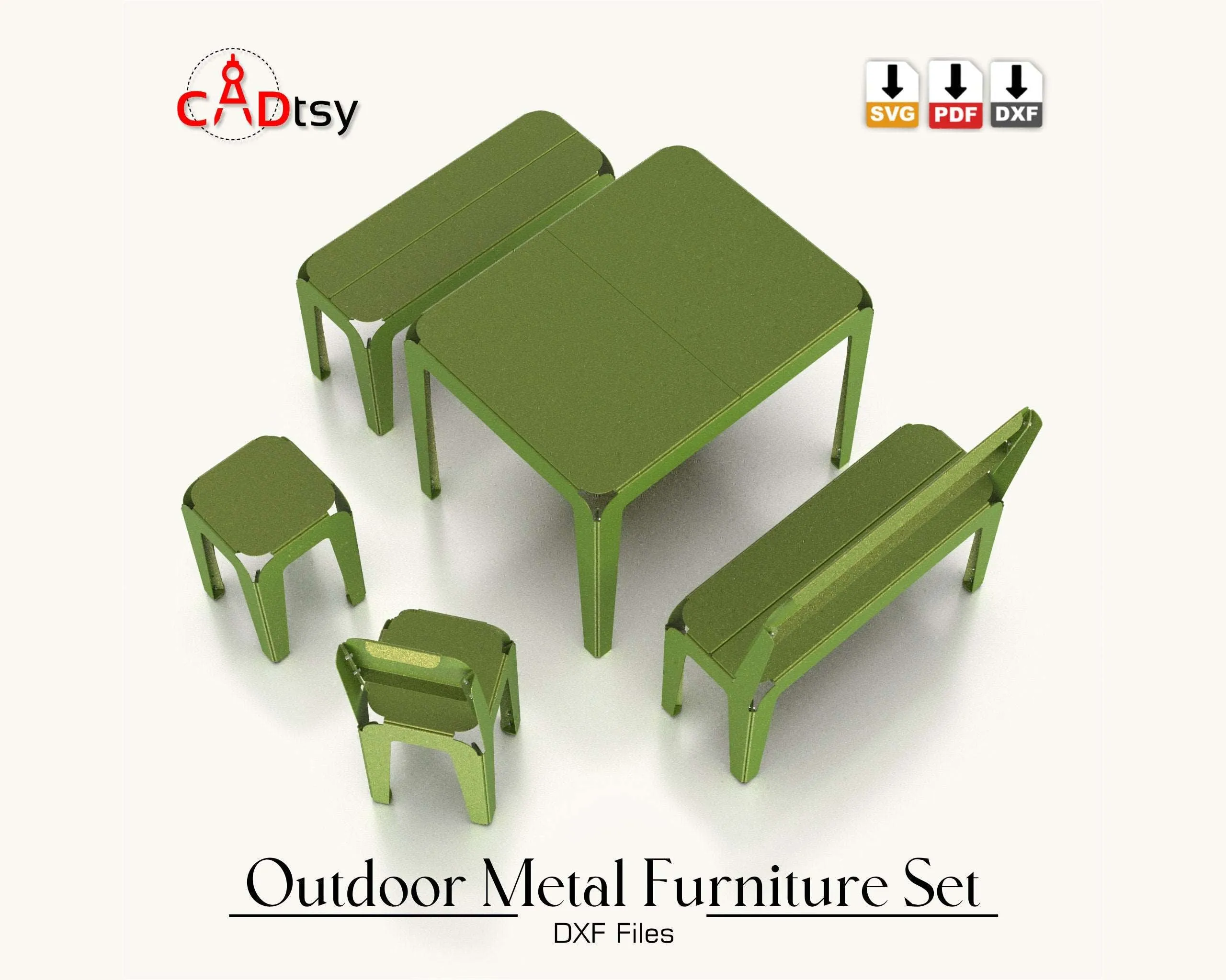 Metal Kids Table, Chair & Bench Bundle DXF/SVG - CNC Laser/Plasma Cutting Files