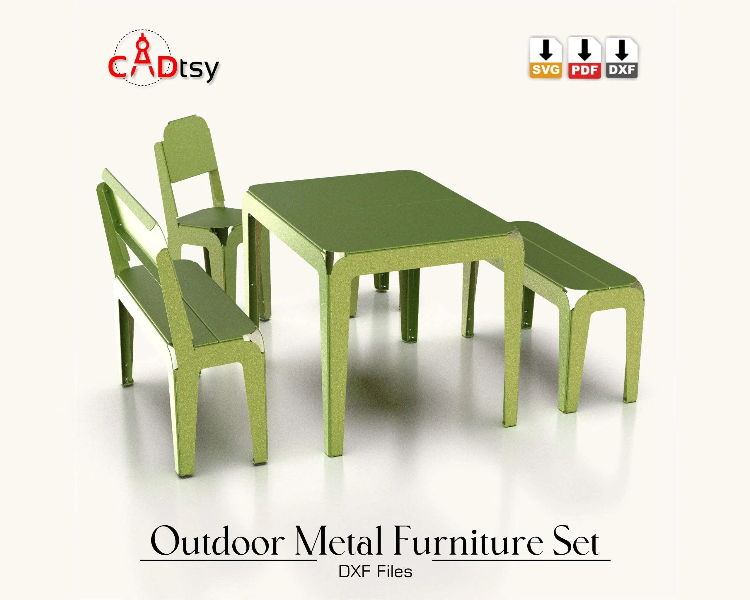 Metal Kids Table, Chair & Bench Bundle DXF/SVG - CNC Laser/Plasma Cutting Files