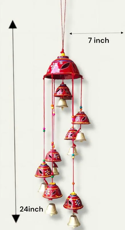 MIRACLEWOOD Home Décor Hand Painted Wall Hanging Bells Handmade Wind Chimes Ring Bells Windchime