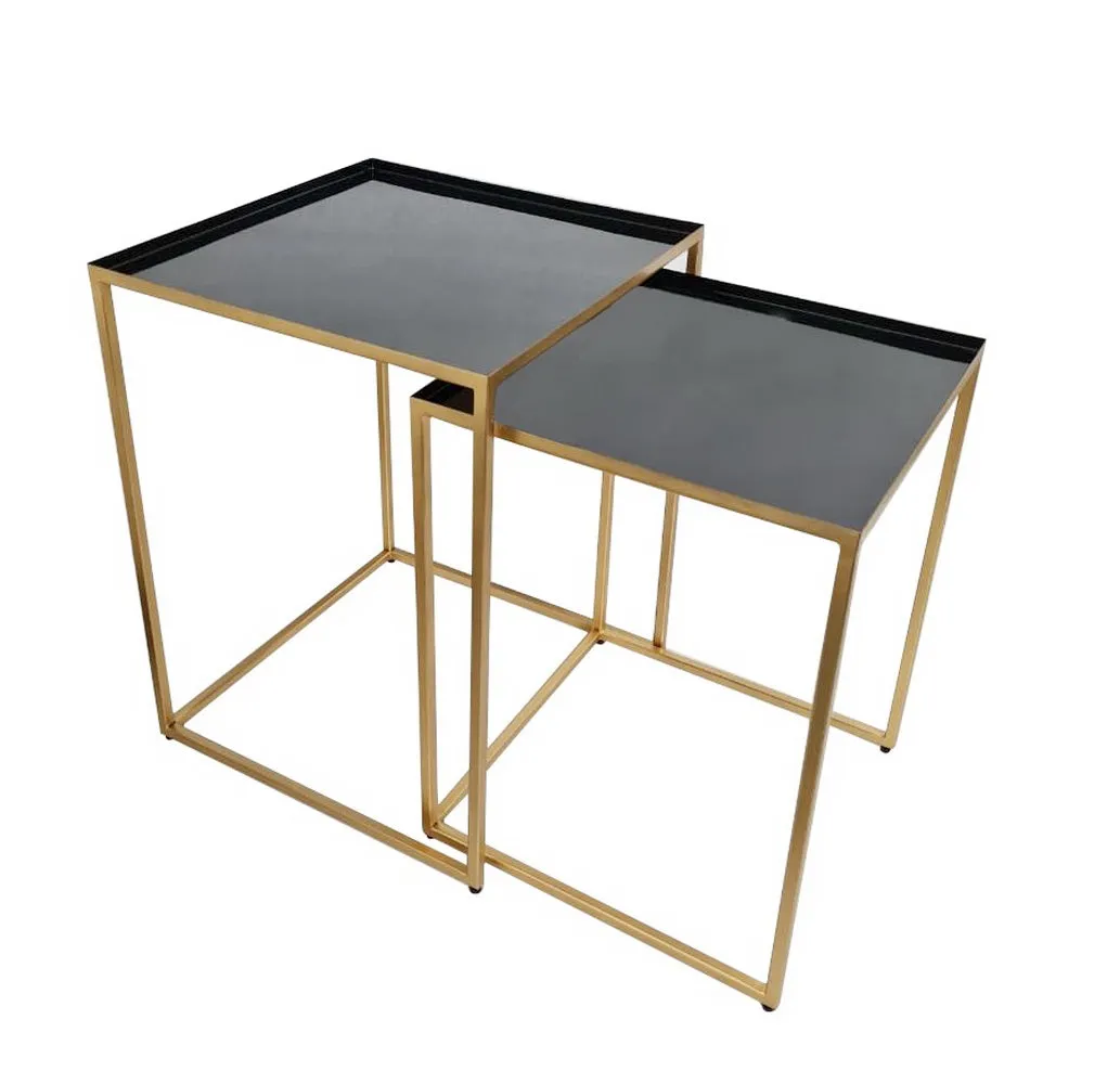 Myla Nest Of 2 Metal Tables, Gold/Black