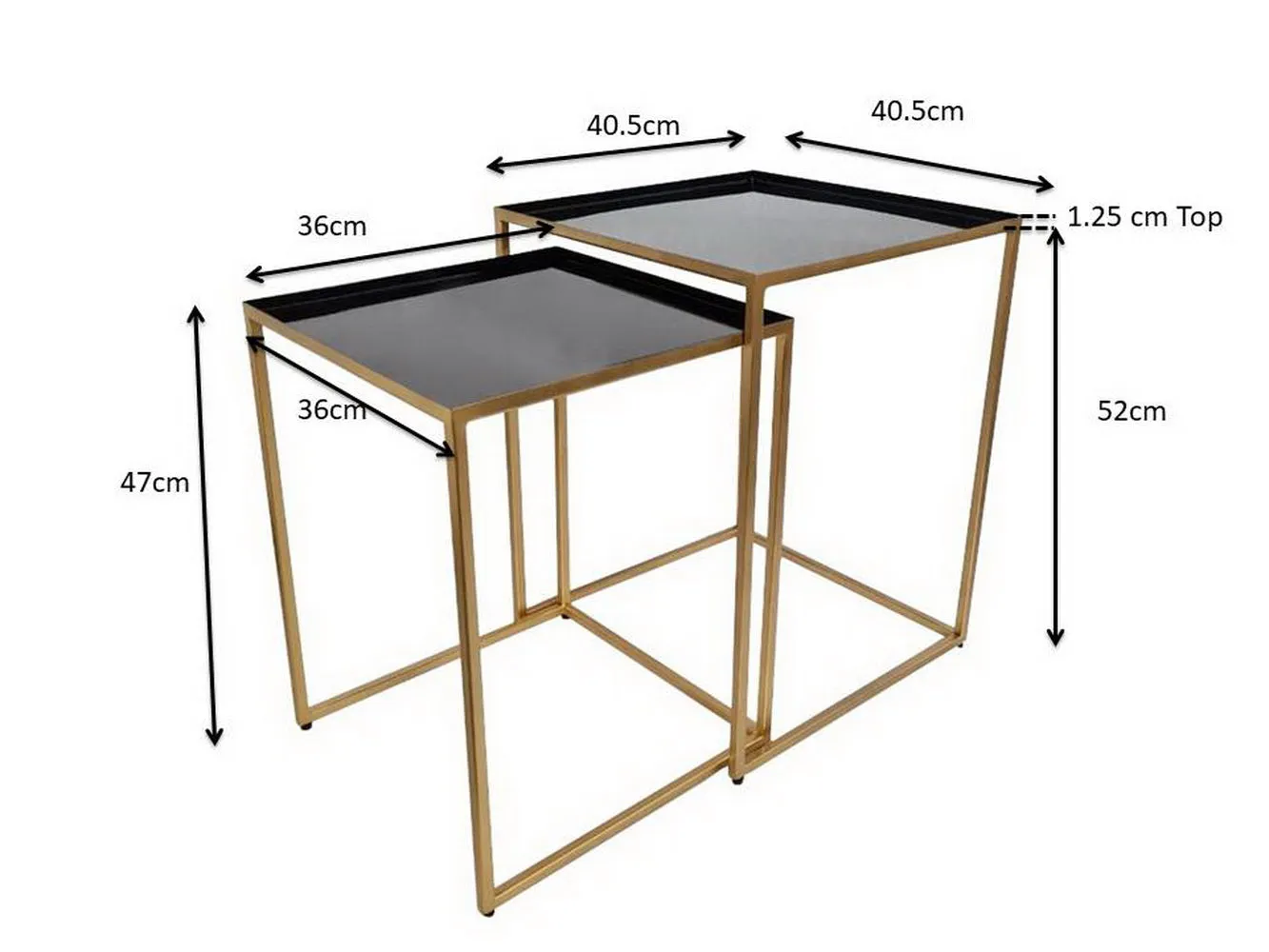 Myla Nest Of 2 Metal Tables, Gold/Black