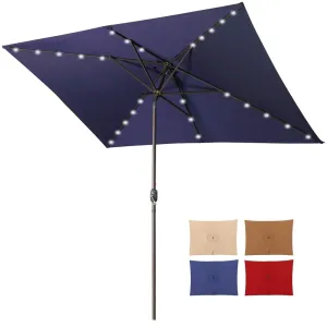 Navy Blue Outdoor Solar-Powered Umbrella