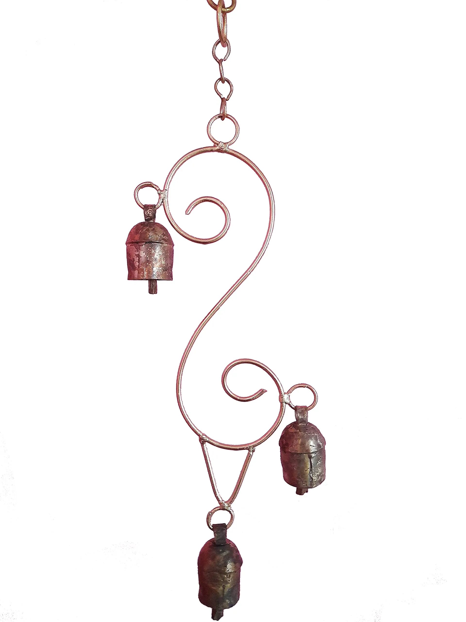 New Zummar House Handmade chime with 3 copper coated Kutch Metal Bells/Wind Chimes Bell/Gold color chime and Brown Bells